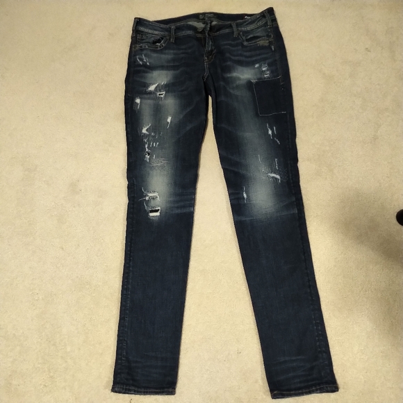 EUC Silver Aiko Mid Skinny Destructed Jeans Extra Tall 36Wx37L - Picture 4 of 16